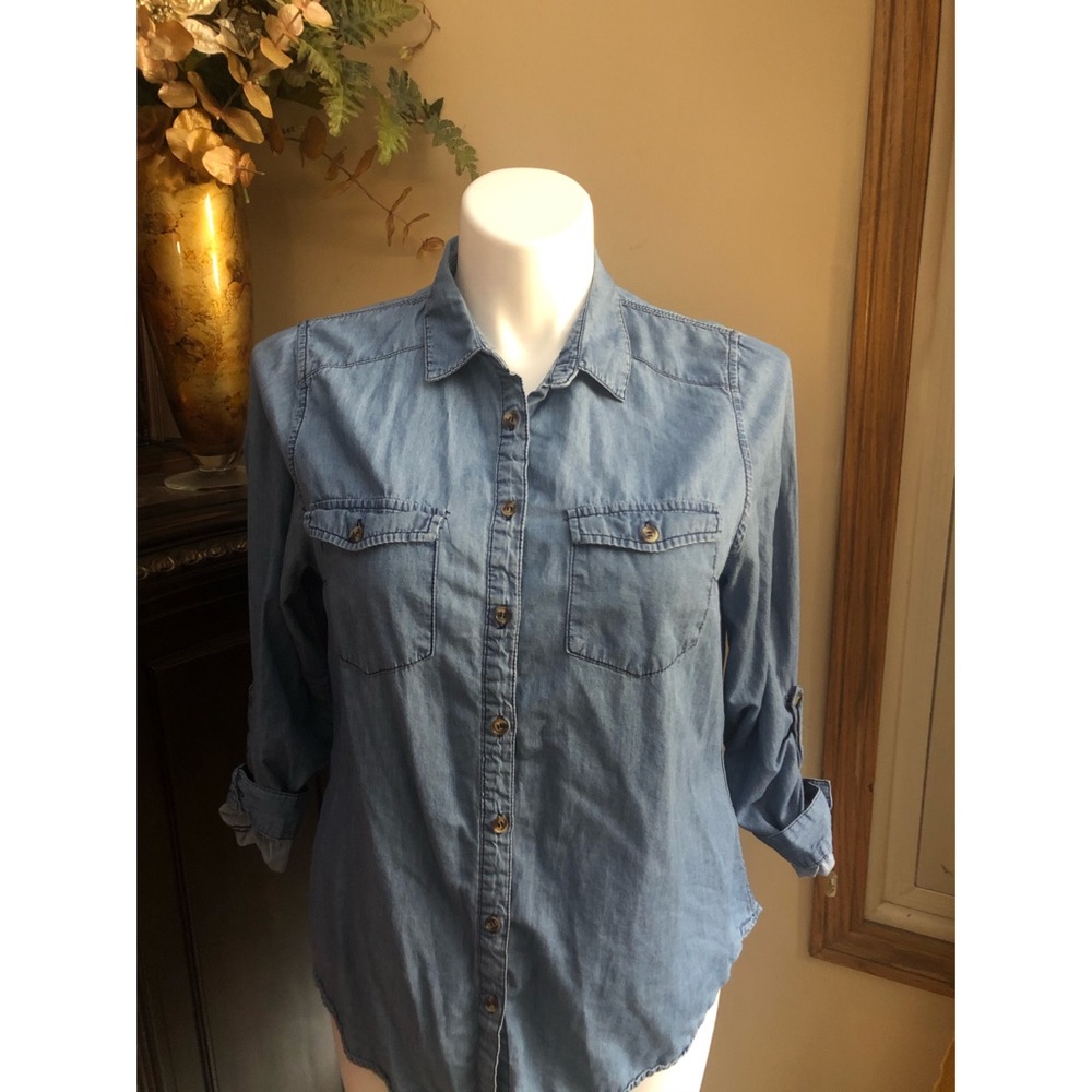 Denim Button Down Blouse